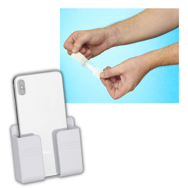 Wall Mounted Phone Holder With Adhesive Mount For Hands Free Viewing