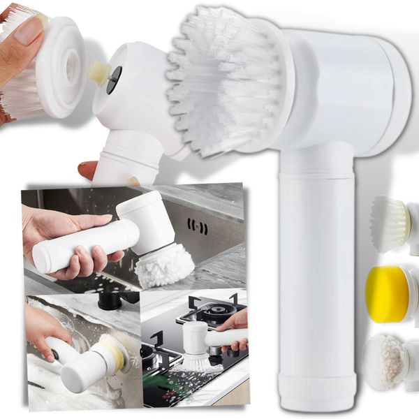 Premium Cordless Cleaning Brush With Interchangeable Heads For Stain Removal