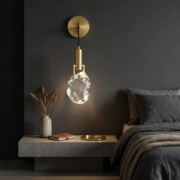 Crystal Pendant Light With Adjustable Cord And Polished Copper