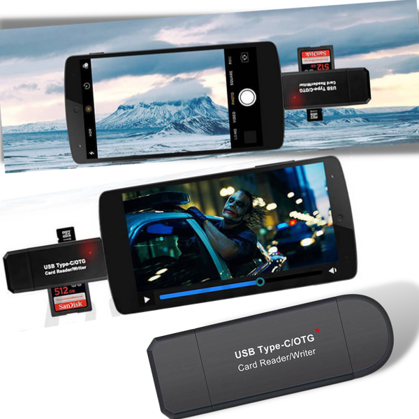 Three In One USB Memory Card Reader For Ultra Fast File Transfer