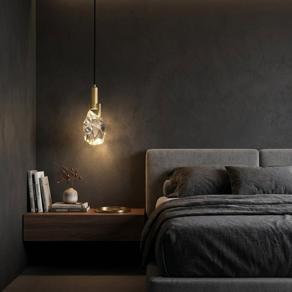 Crystal Pendant Light With Adjustable Cord And Polished Copper