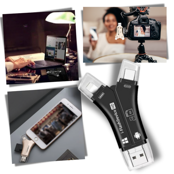 Phone USB Drive With Four-In-One Data Transfer and Backup