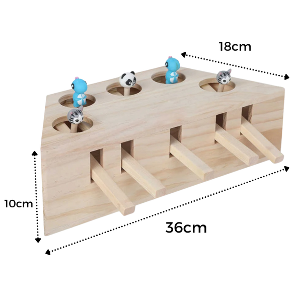 Wooden Interactive Cat Toy With Five Holes For Mental Stimulation
