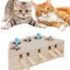 Wooden Interactive Cat Toy With Five Holes For Mental Stimulation