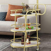 Modern Marble Bar Cart With Sturdy Metal Frame For Elegant Home Serving