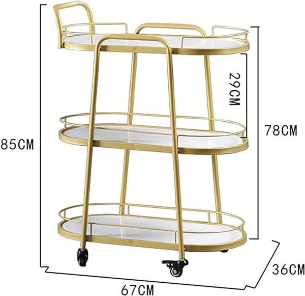 Elegant Marble Top Bar Cart With Sturdy Metal Frame Rack