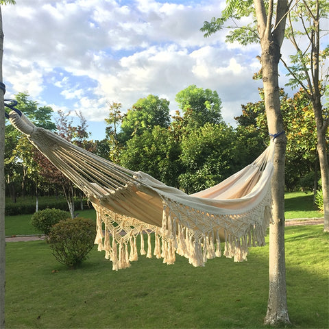 Handcrafted Cotton Macrame Hammock With Loop End For Easy Hanging