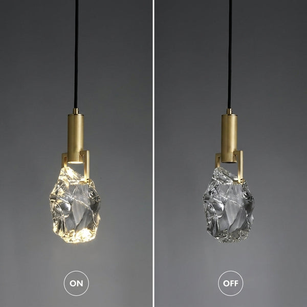 Crystal Pendant Light With Adjustable Cord And Polished Copper