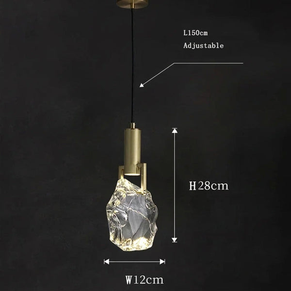 Crystal Pendant Light With Adjustable Cord And Polished Copper