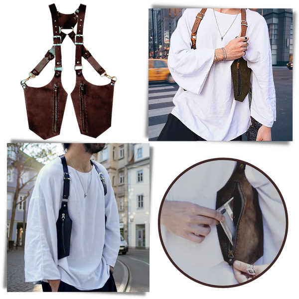Medieval Leather Bag With Secure Anti Theft Design For Costumes