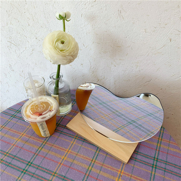 Abstract Cut Glass Mirror on Wood