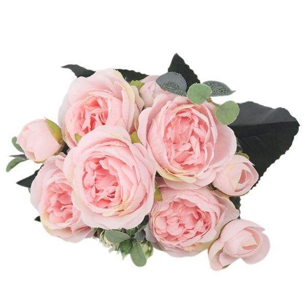 Handmade Silk Peonies And Roses Bouquet With Realistic Look