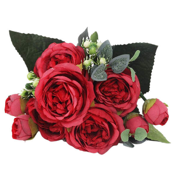 Handmade Silk Peonies And Roses Bouquet With Realistic Look