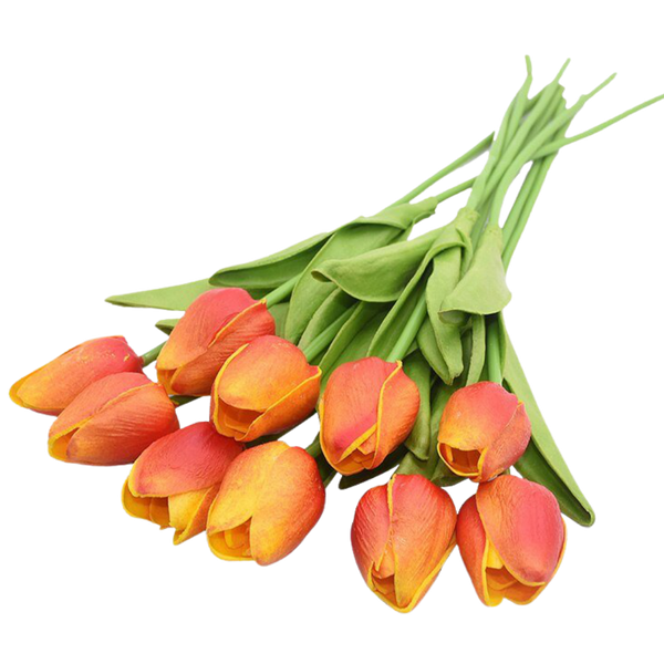 Long Stem Artificial Tulips, 10 Piece Pack, Realistic Home Decor