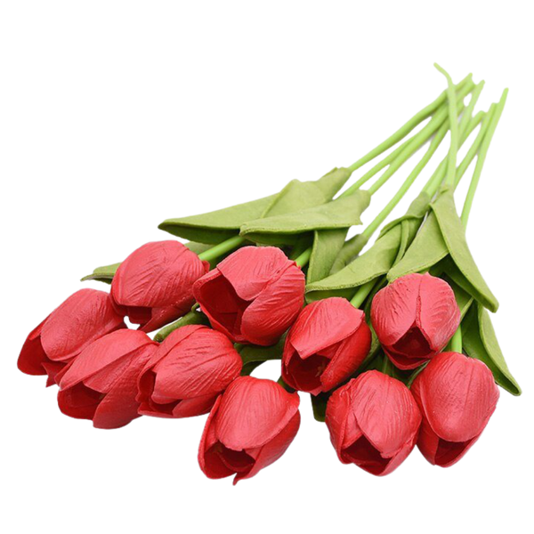 Long Stem Artificial Tulips, 10 Piece Pack, Realistic Home Decor