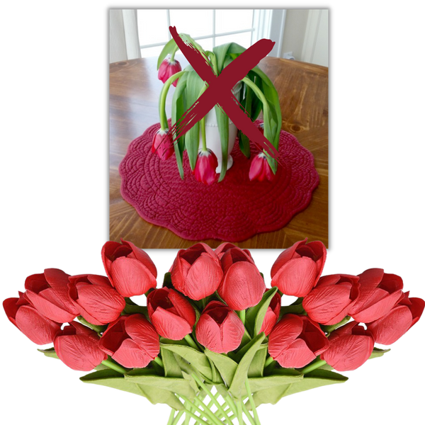 Long Stem Artificial Tulips, 10 Piece Pack, Realistic Home Decor