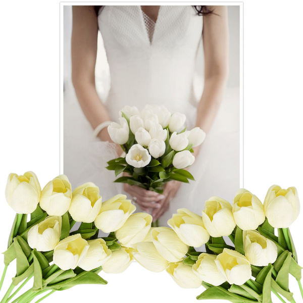 Long Stem Artificial Tulips, 10 Piece Pack, Realistic Home Decor