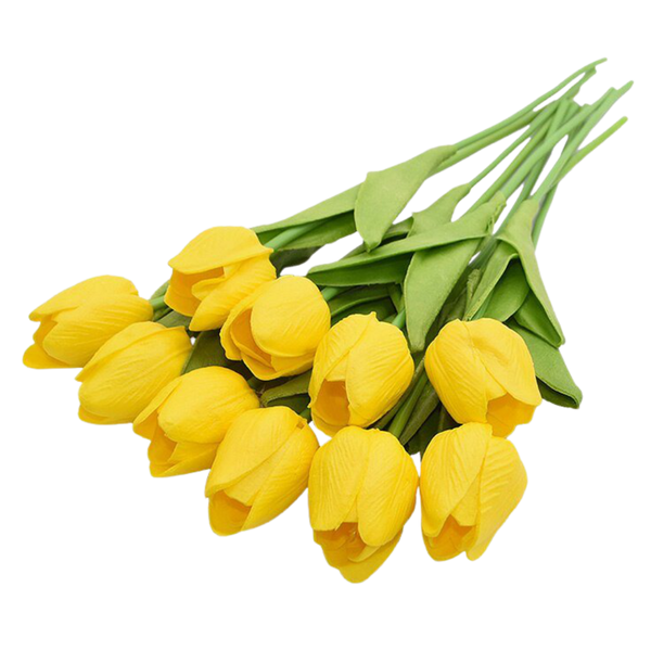 Long Stem Artificial Tulips, 10 Piece Pack, Realistic Home Decor