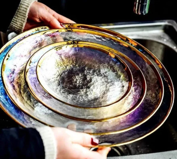 Aurora Gold Edge Glass Plate & Bowl