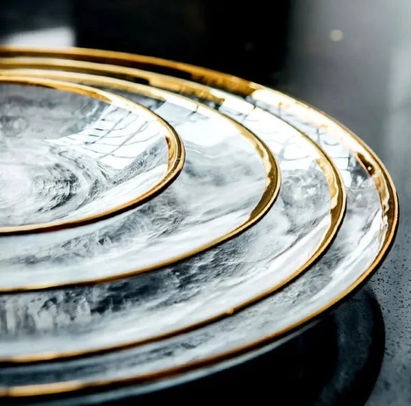 Aurora Gold Edge Glass Plate & Bowl
