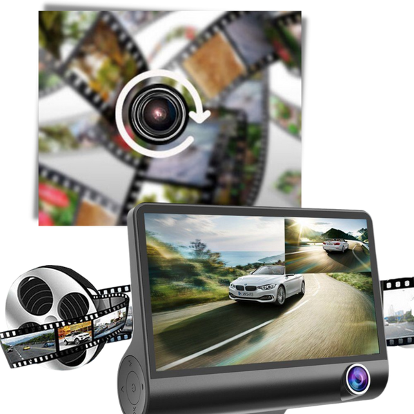 Three Lens Car Dash Cam With Front Interior Rear View 1080P HD