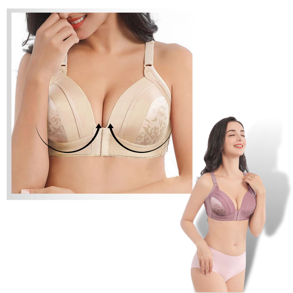Wireless Push Up Bra With Front Clasp For Posture And Comfort