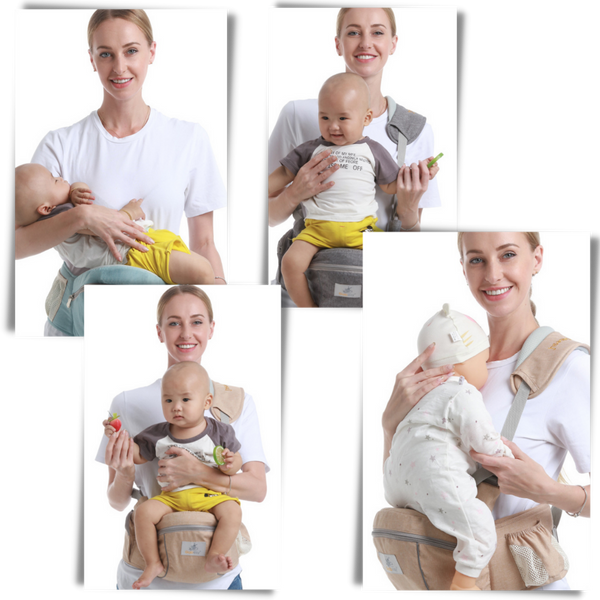 Ergonomic Baby Hip Carrier With Cushioned Support And Side Pockets