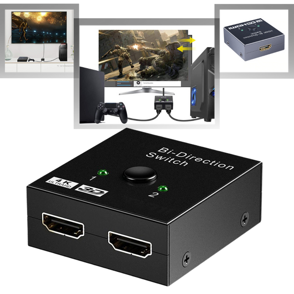 Bi-Directional 4K HDMI Switch and Splitter for Flexible Display Setup