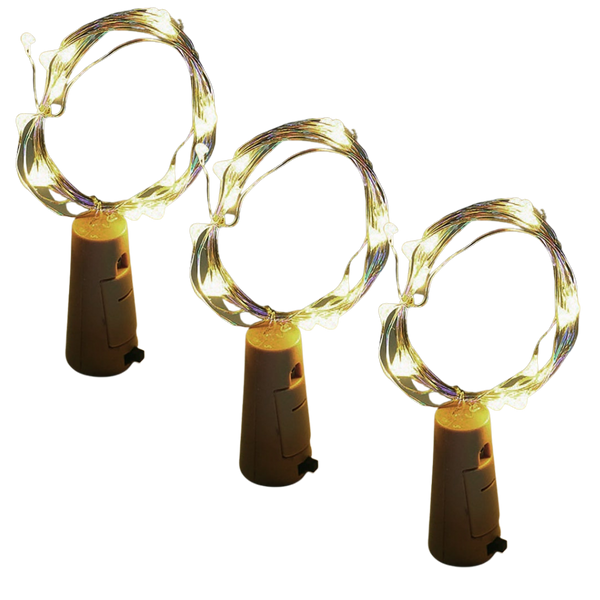 Wine Bottle LED Cork Lights Pack of Three for Ambient Decor