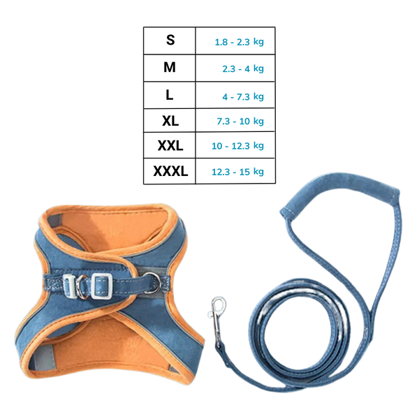 Pet Soft Vest Harness And Leash Set With Reflective Strips For Night Safety