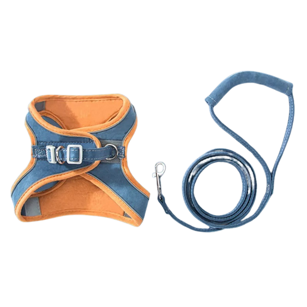 Pet Soft Vest Harness And Leash Set With Reflective Strips For Night Safety