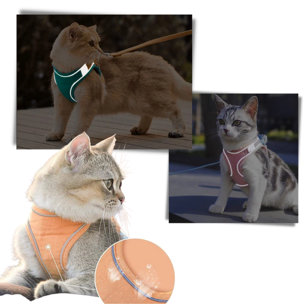 Pet Soft Vest Harness And Leash Set With Reflective Strips For Night Safety