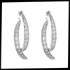 Gold And Silver Cross Curved Earrings With Sparkling Stones