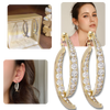 Gold And Silver Cross Curved Earrings With Sparkling Stones
