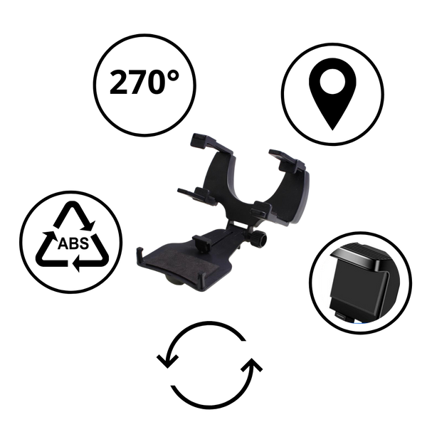 Universal Rearview Mirror Phone Mount For Safer Hands Free Driving