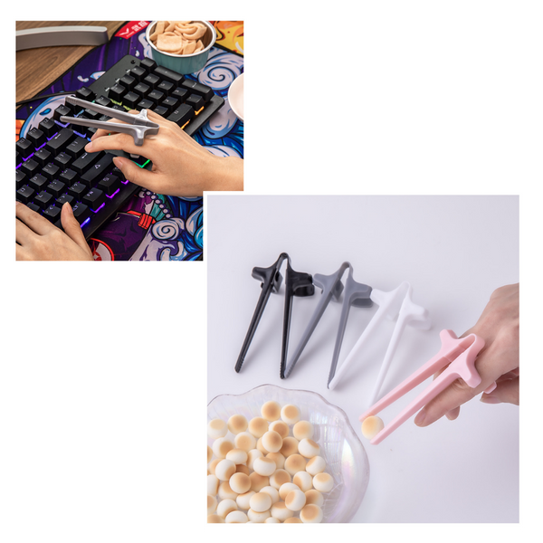 Palm Sized Reusable Finger Chopsticks For Hands Free Work Snacking