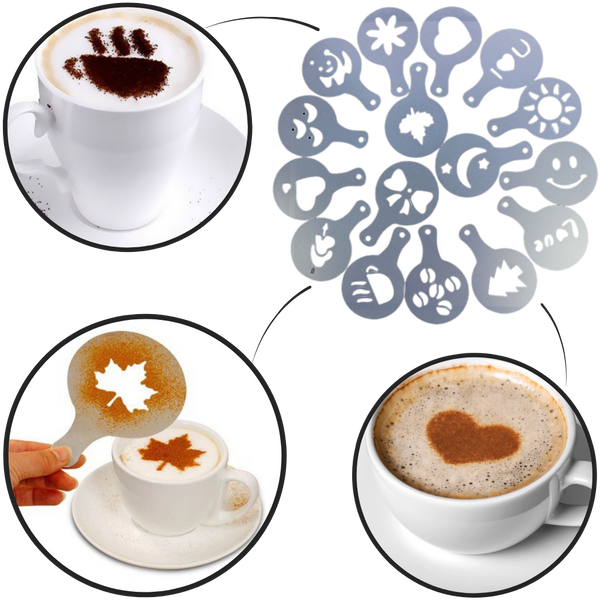 Coffee Stencils Set With 16 Designs For Beautiful Latte Art