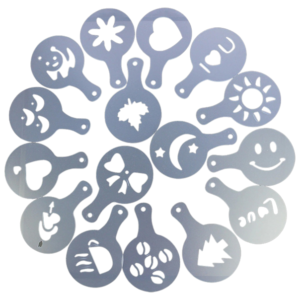 Coffee Stencils Set With 16 Designs For Beautiful Latte Art
