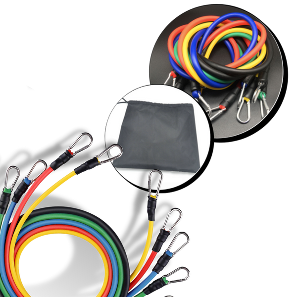 11 Piece Resistance Band Set For Full Body Workouts With Adjustable Tension