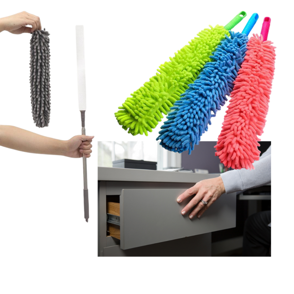 Extendable Microfiber Duster With 360 Degree Rotation For Tight Spaces