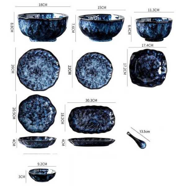 Blue Nebula 10 Piece Celestial Dinner Set Elegant Home Tableware
