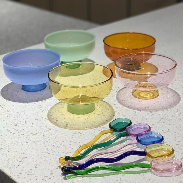 Ela Glass Ice Cream Bowl Coupes & Spoon