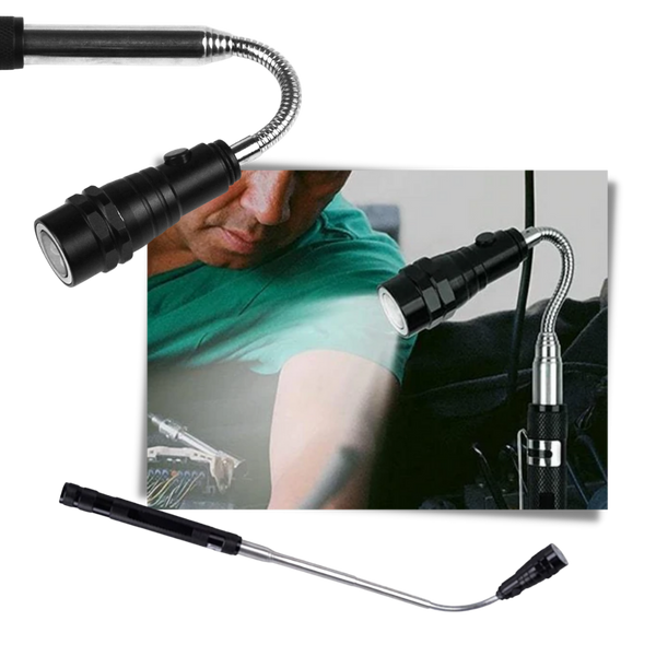 Extendable Magnetic LED Flashlight With Magnetic Pickup Tool