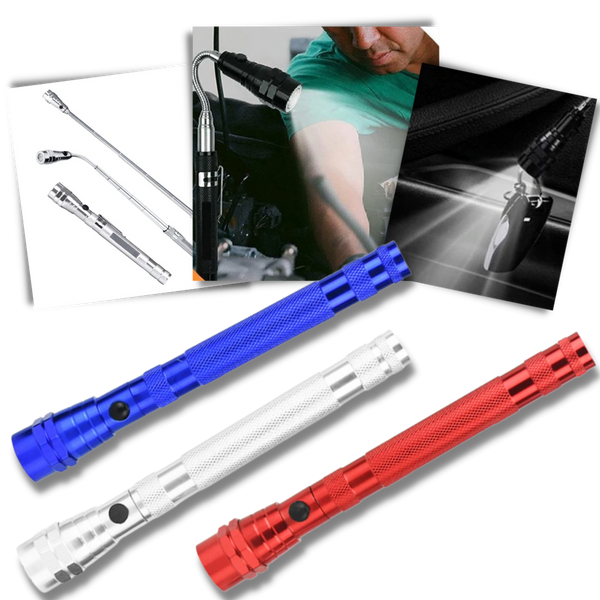 Extendable Magnetic LED Flashlight With Magnetic Pickup Tool