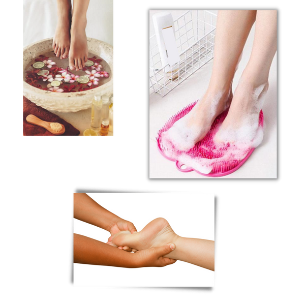 Three In One Shower Foot Massager Mat With Scrubber And Cleaner For Spa Feet