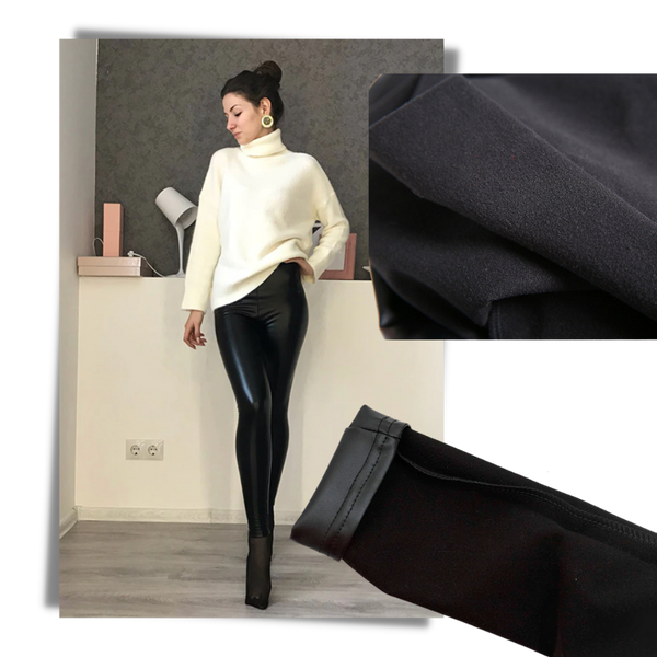 Contoured High-Waist Faux Leather Trousers For Slimming Silhouette