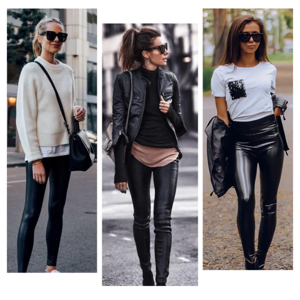 Contoured High-Waist Faux Leather Trousers For Slimming Silhouette