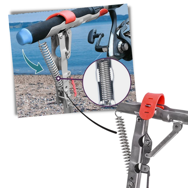 Spring-Loaded Fishing Rod Holder With Automatic Bite Alert