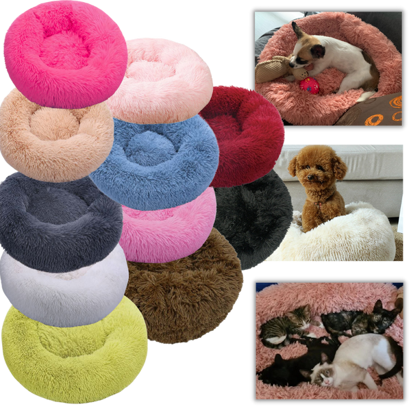 Premium Donut Shaped Plush Pet Bed With Soft Cushion Lumbar Support