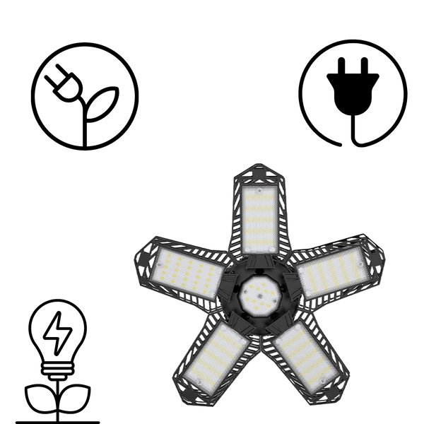 Five Foldable Panels Garage Light Delivers Bright Energy Efficient Illumination